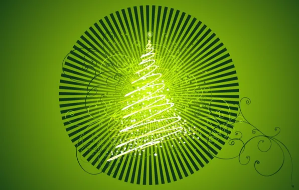 Картинка праздник, елка, новый год, зеленый фон