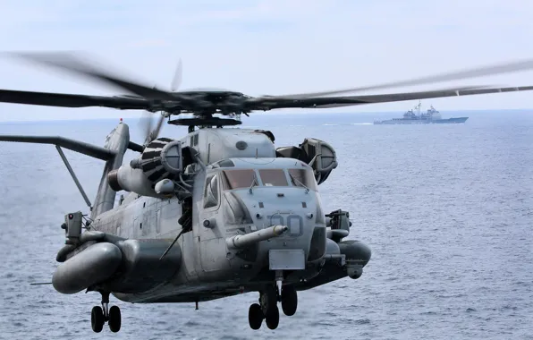 Картинка полёт, вертолёт, военный, Sikorsky, транспортный, тяжёлый, CH-53, Sea Stallion
