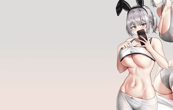 Girl, hot, sexy, wet, boobs, grey, anime, big boobs