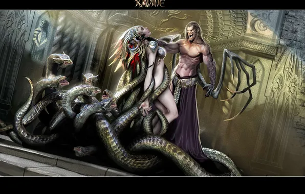 Картинка змеи, девушка, демон, ravine heretic and the sinner