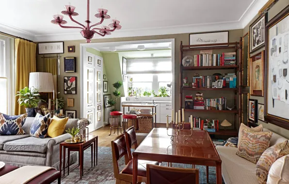 Дизайн, стиль, Лондон, интерьер, гостиная, Designer Martin Brudnizki's compact west London fl