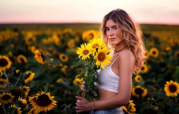 Девушка, подсолнухи, Klaudia