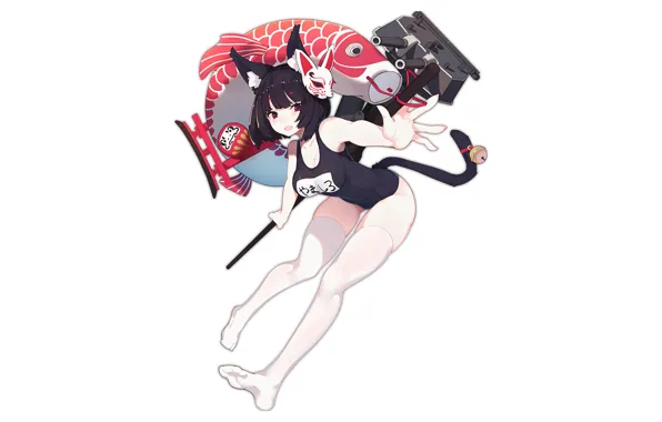 Girl, sexy, cleavage, thighhighs, boobs, anime, beautiful, red eyes