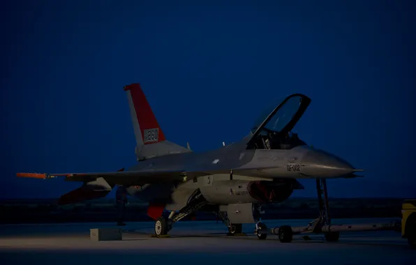 Картинка вечер, истребитель, F-16, Fighting Falcon, многоцелевой, «Файтинг Фалкон»