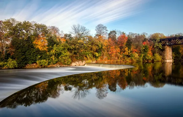 Autumn, Trees, Reflection, Paris Dam