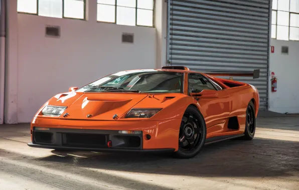 Orange, Classic, Supercar, Lamborghini Diablo GTR