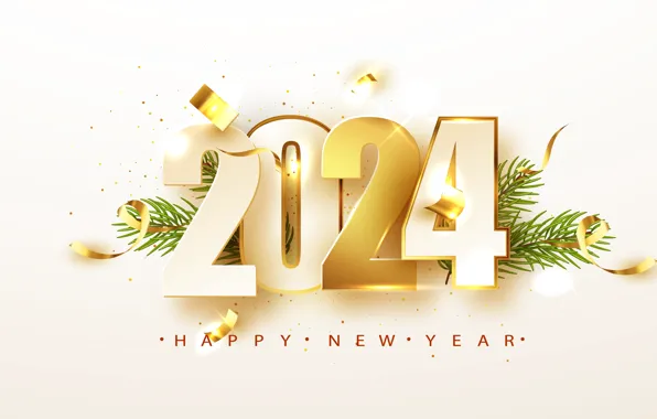Цифры, Новый год, дата, композиция, 2024, Новый 2024 год