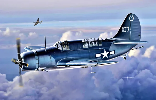 Curtiss, пикирующий бомбардировщик, палубный, US Navy, Helldiver, SB2C-3