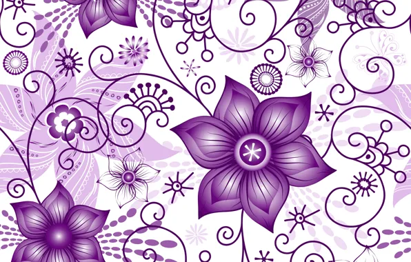 Цветы, текстура, белый фон, white, pattern, spring, violet, Seamless