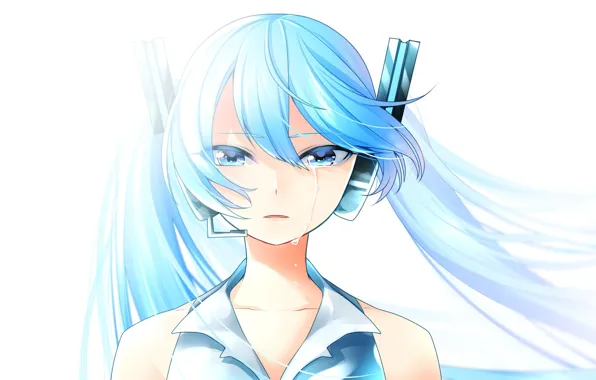Девушка, аниме, девочка, vocaloid, hatsune miku, слёзы