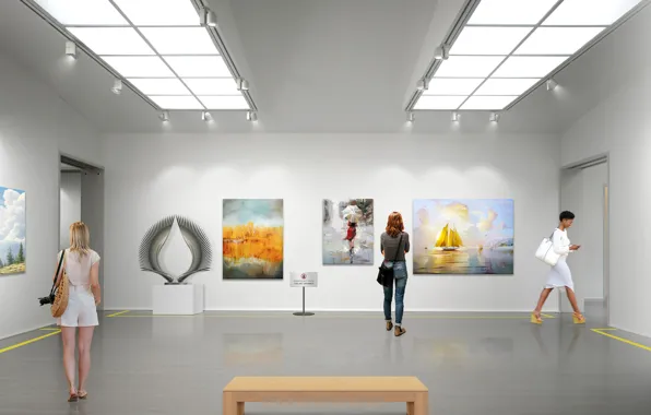 Picture frame, art gallery, oil painting.