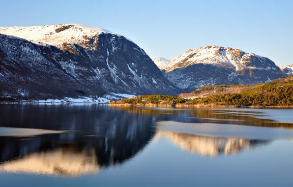 Картинка горы, озеро, отражение