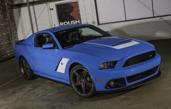 Синий, Mustang, Ford, капот, перед, диски
