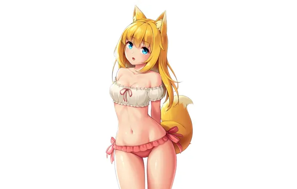 Girl, sexy, cleavage, blouse, long hair, boobs, animal ears, anime