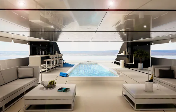 Картинка дизайн, стиль, интерьер, бассейн, яхта, люкс, 62m-H2 Motor Yacht