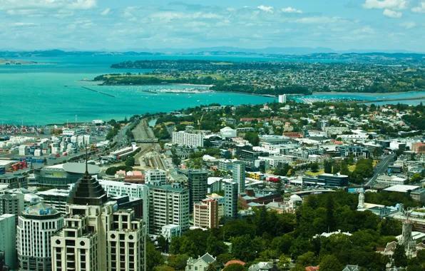 Город, дом, фото, Новая Зеландия, сверху, Auckland
