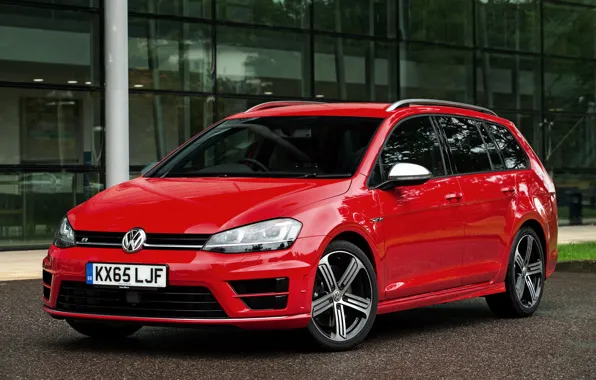 Картинка красный, Volkswagen, стоянка, универсал, 2015, Golf R Estate