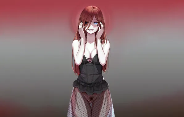 Girl, sexy, cleavage, blouse, red hair, long hair, pussy, boobs