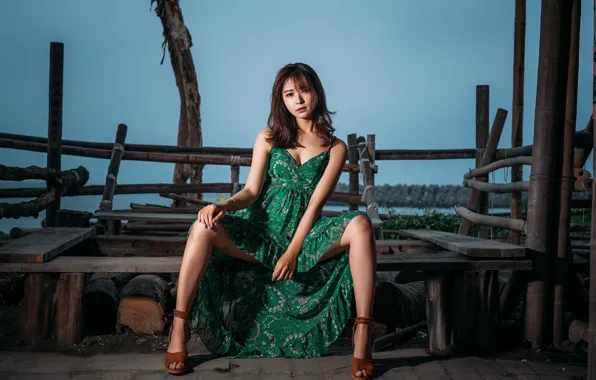 Картинка взгляд, вечер, платье, азиатка