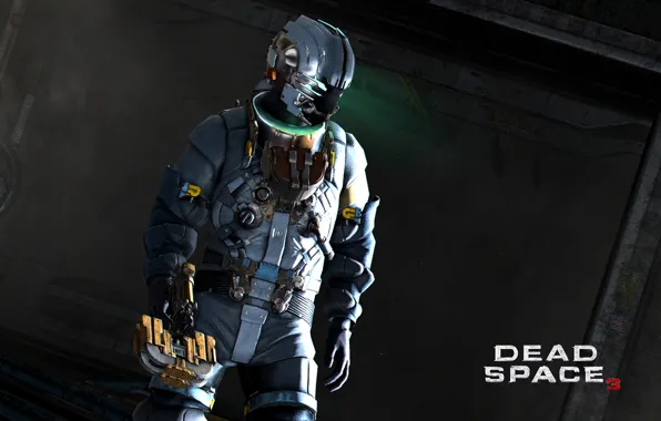Картинка оружие, надпись, костюм, Айзек Кларк, Dead Space 3, Isaac Clarke, Мёртвый космос 3