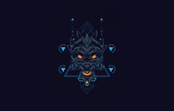 Минимализм, Стиль, Фон, Демон, Рога, Арт, Art, Devil