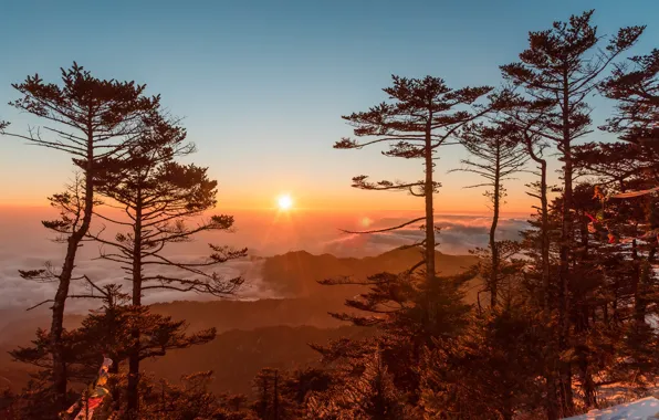 Закат, горы, природа