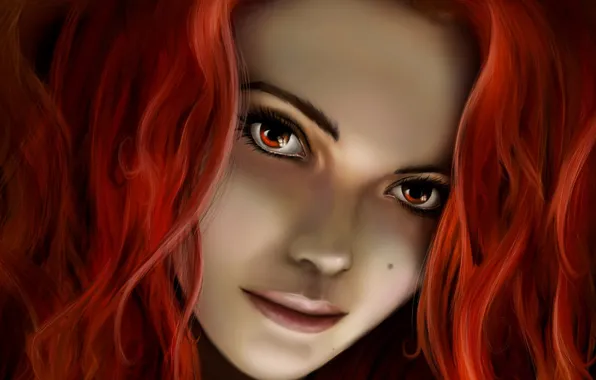 Картинка девушка, красный, волосы