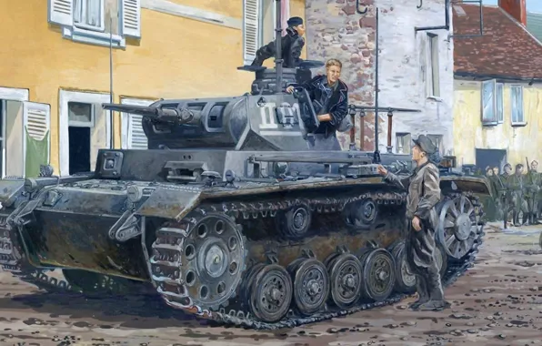 Рисунок, Panzerkampfwagen III, немецкий средний танк, Panzer III, Т-3, Pz.Kpfw. III Ausf. E