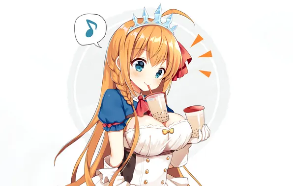 Girl, sexy, cleavage, blouse, long hair, boobs, sexy girl, anime