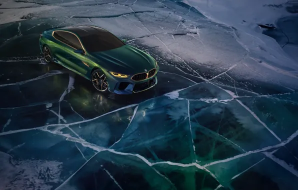 Снег, купе, лёд, BMW, 2018, M8 Gran Coupe Concept