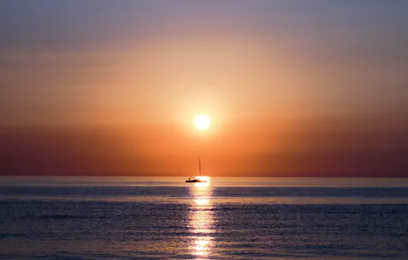 Картинка море, ночь, лодка