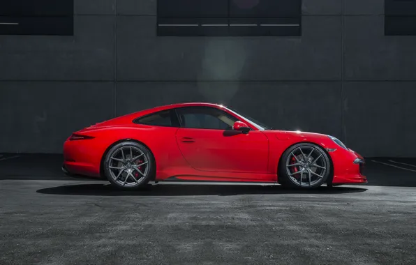 Porsche, red, side, порше, 991, Carerra S