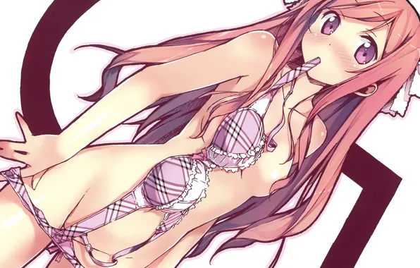 Девушка, волосы, белье, удивление