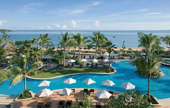 Картинка океан, отдых, бассейн, relax, отель, экзотика, Fiji