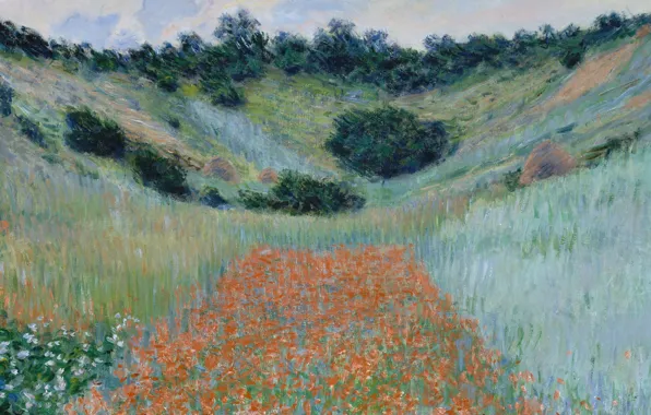 Пейзаж, картина, Клод Моне, Поле Маков в Ложбине близ Живерни