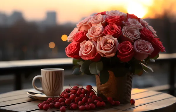 Картинка любовь, цветы, подарок, романтика, сердце, розы, love, happy
