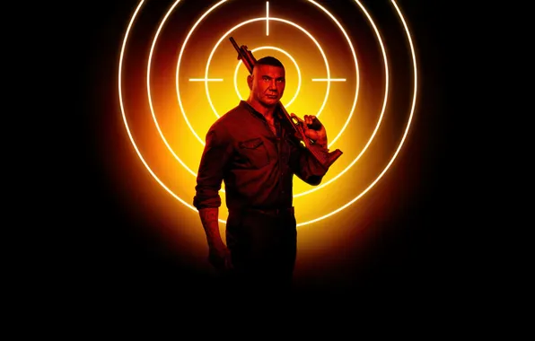 Черный фон, постер, мишень, Dave Bautista, Дэйв Батиста, The Killer's Game, Игра киллера