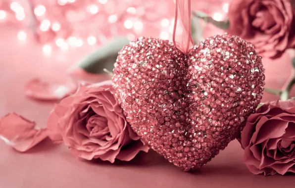 Сердце, роза, love, rose, heart, pink, romantic, Valentine's Day