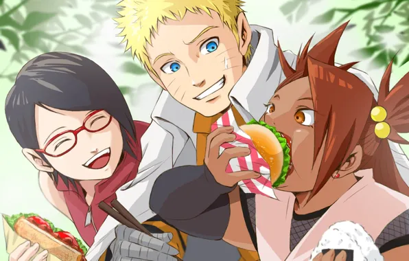 Naruto, anime, ninja, shinobi, Uzumaki Naruto, nanadaime hokage, kunoichi, Uchiha Sarada