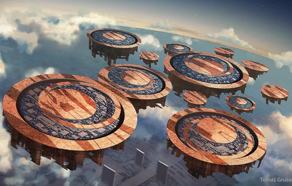 Планета, объект, платформа, Floathing city