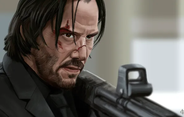 Оружие, арт, Киану Ривз, Keanu Reeves, John Wick