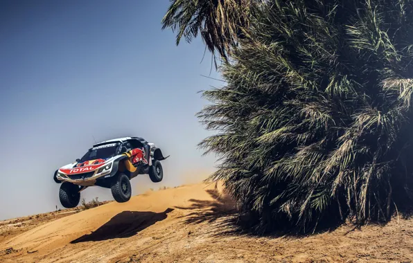 Песок, Спорт, Скорость, Гонка, Peugeot, Red Bull, Rally, Ралли