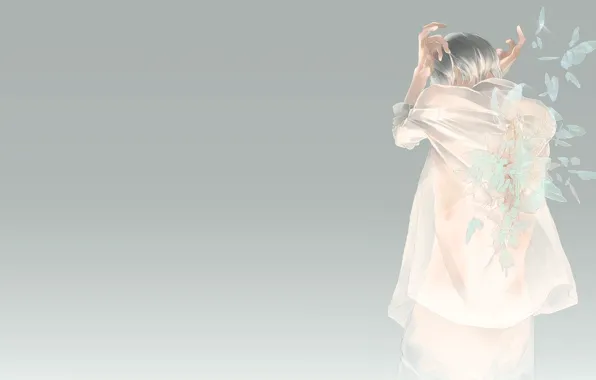 Картинка настроение, бабочка, аниме, арт, парень, нежно