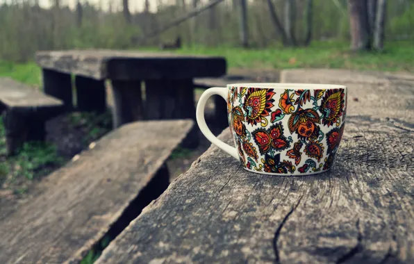 Макро, стол, дерево, фокус, Кружка, орнамент, разное
