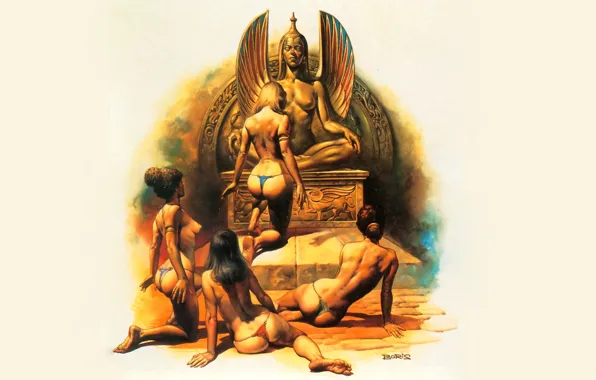 Статуя, Попки, Ass, Голые, Naked, Борис Вальехо, Boris Vallejo, Алтарь