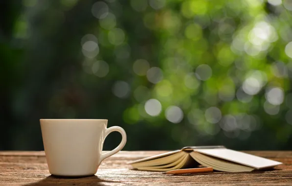 Кофе, утро, чашка, книга, hot, heart, romantic, coffee cup