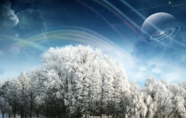 Картинка зима, снег, деревья, Dreamy World