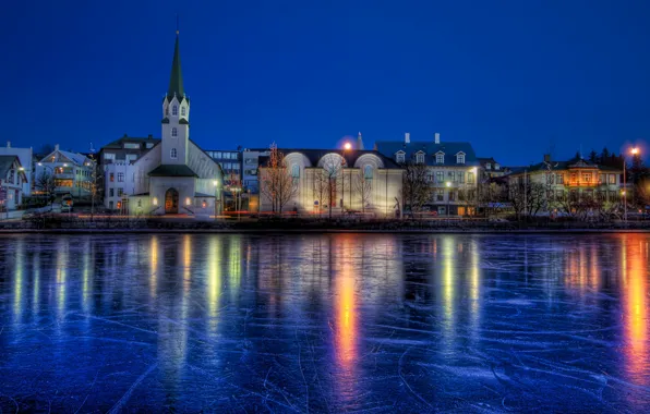 Картинка лед, зима, Исландия, Рейкьявик