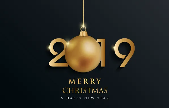 Золото, Новый Год, цифры, golden, черный фон, black, background, New Year