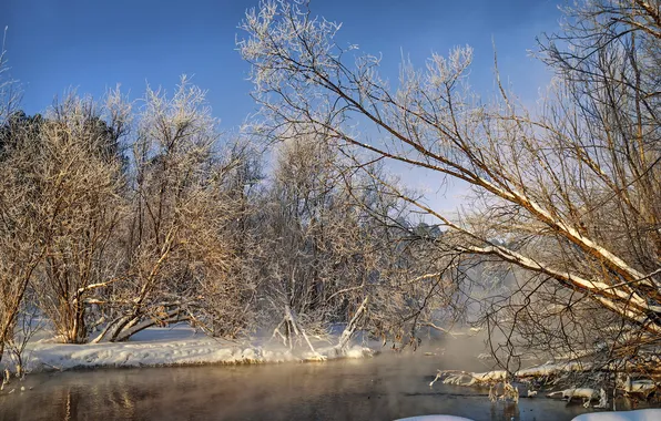 Картинка зима, пейзаж, природа, река